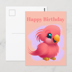 Cute and Adorable Pink Baby Parrot Postcard