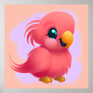 Cute and Adorable Pink Baby Parrot Poster