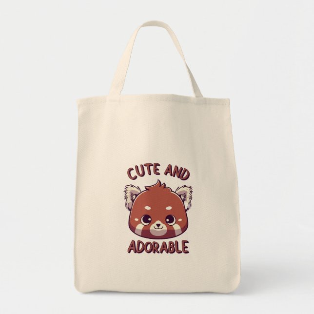 Cute and Adorable Red Panda Tote Bag (Front)