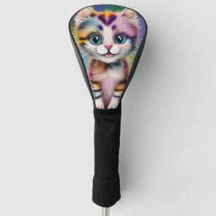 Cute and Adorable Smiling Striped Kitten  Golf Head Cover
