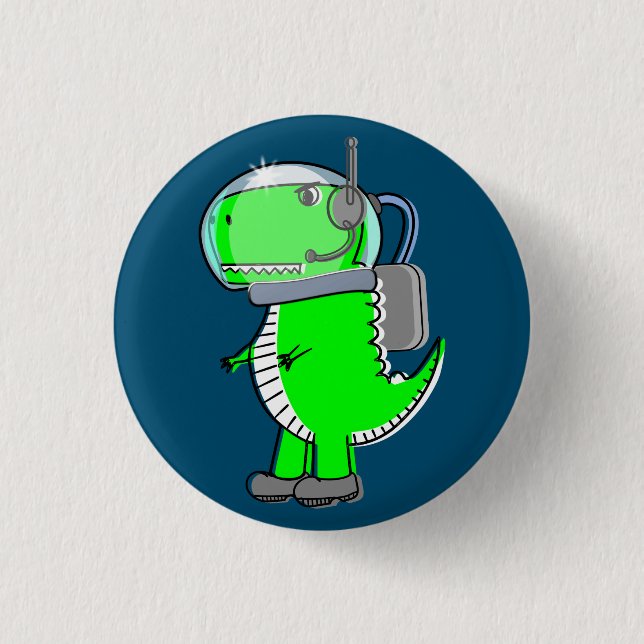 Cute and Angry Astronaut T-Rex Dinosaur 1 Inch Round Button (Front)