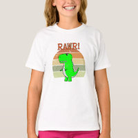 Cute And Angry Cartoon T-Rex Dinosaur Sunset