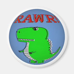 Cute and Angry Cartoon T-Rex RAWR Magnet