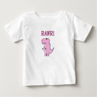 Cute And Angry Pink Cartoon T-Rex Dinosaur