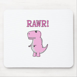 Cute And Angry Pink Cartoon T-Rex Dinosaur Mouse Pad