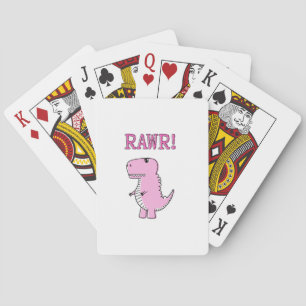 Cute And Angry Pink Cartoon T-Rex Dinosaur Playing Cards
