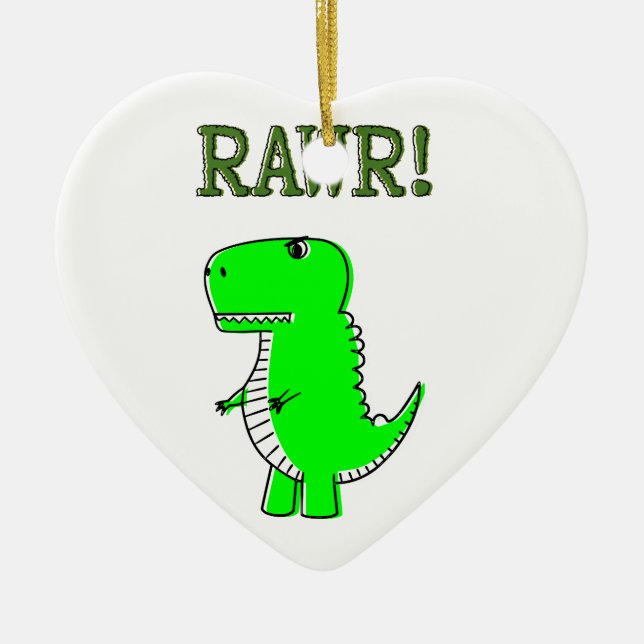 Cute and Angry T-Rex RAWR Ceramic Ornament (Front)