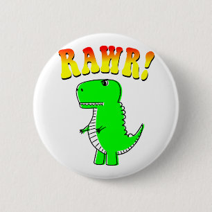 Cute and Angry T-Rex RAWR Groovy Text 2 Inch Round Button