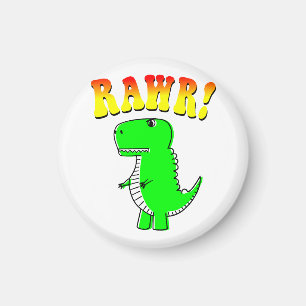 Cute and Angry T-Rex RAWR Groovy Text Magnet