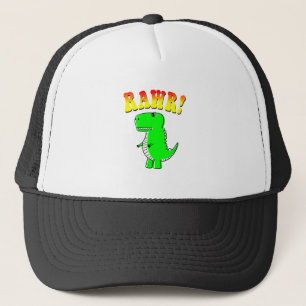 Cute and Angry T-Rex RAWR Groovy Text Trucker Hat