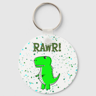 Cute and Angry T-Rex RAWR Paint Splatter Keychain