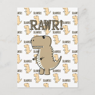 Cute and Angry T-Rex Vintage Print Style Postcard