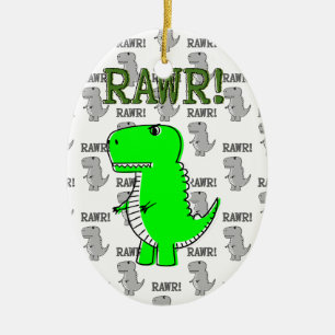 Cute and Angry T-Rex With Black And White Pattern Ceramic Ornament