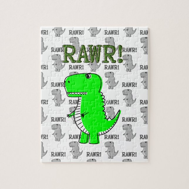 Cute and Angry T-Rex With Black And White Pattern Jigsaw Puzzle (Vertical)