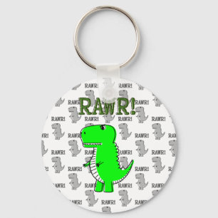 Cute and Angry T-Rex With Black And White Pattern Keychain