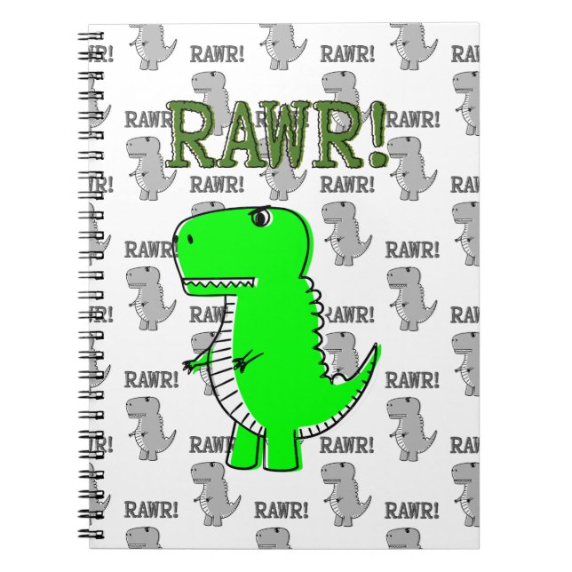 Cute and Angry T-Rex With Black And White Pattern Notebook (Front)