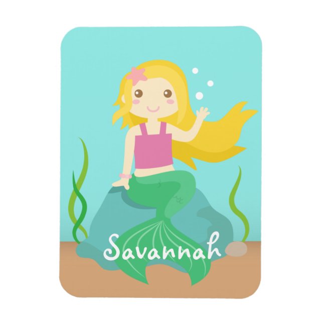 Cute and Beautiful Mermaid for Under the Sea Magnet (Vertical)