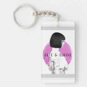 Cute and Classy Girl Pink and Black Keychain