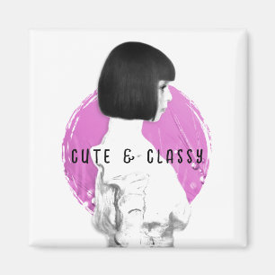 Cute and Classy Girl Pink and Black Magnet
