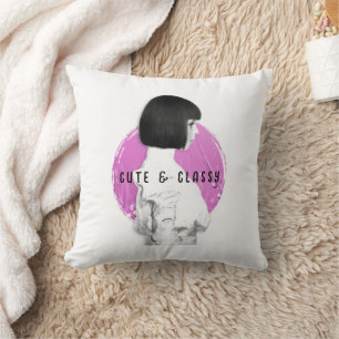 Cute and Classy Girl Pink and Black Throw Pillow