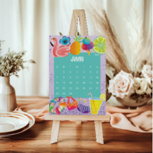 Cute and Colorful 2026 Calendar Page - June Thank You Card