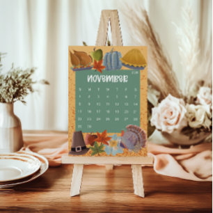 Cute and Colorful 2026 Calendar Page - November Thank You Card