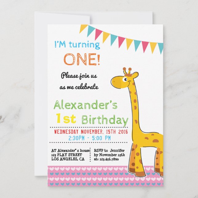 CUTE AND COLORFUL ANIMALS BIRTHDAY INVITATION (Front)
