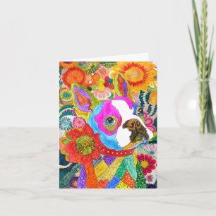 Cute and Colorful Boston Terrier Greeting Card