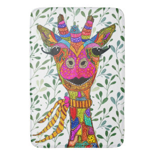 Cute and Colorful Giraffe Bath Mat