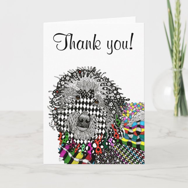 Cute and Colorful Goldendoodle Greeting Card (Front)