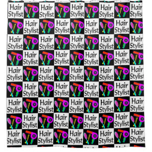 CUTE AND COLORFUL HAIR STYLIST SHOWER CURTAIN