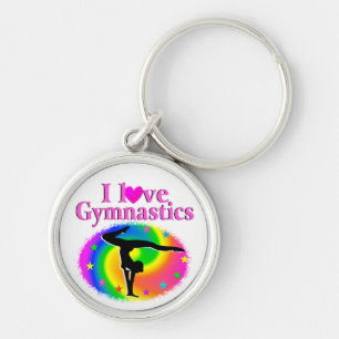 CUTE AND COLORFUL I LOVE GYMNASTICS DESIGN KEYCHAIN