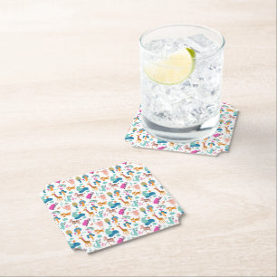 Cute and Colorful Jungle Animals Pattern Paper Coaster