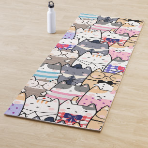 Cute and Colorful Kawaii Cat Pattern Yoga Mat