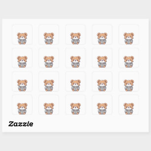 Cute and Colorful Koala Art Square Sticker