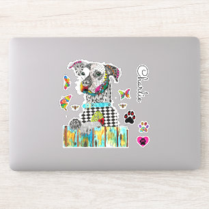 Cute and Colorful Mixed Breed Dog Vinyl Stickers