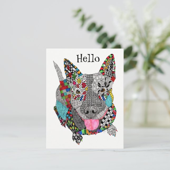 Cute and Colorful Pitbill Greeting Card (Standing Front)