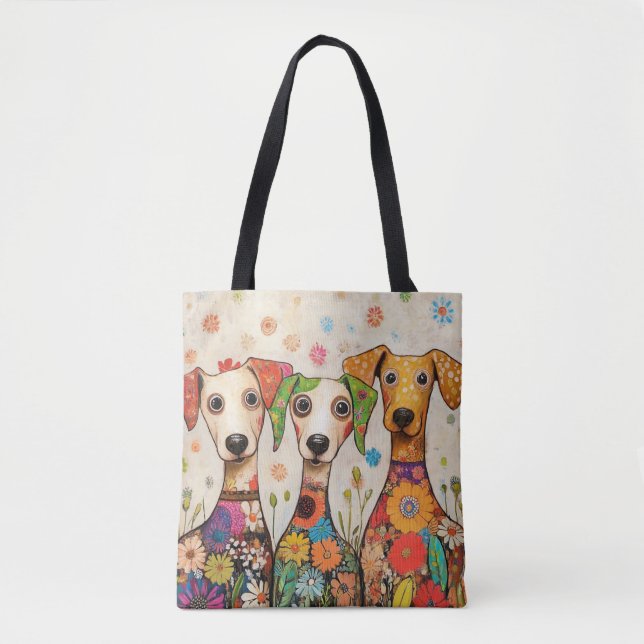 Cute and Colorful Puppies Design Tote Bag (Front)
