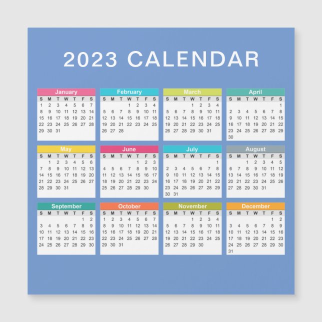 Cute and Colourful 2023 Calendar | Magnet (Front)