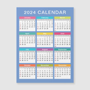 Cute and Colourful 2024 Calendar   Magnetic Card