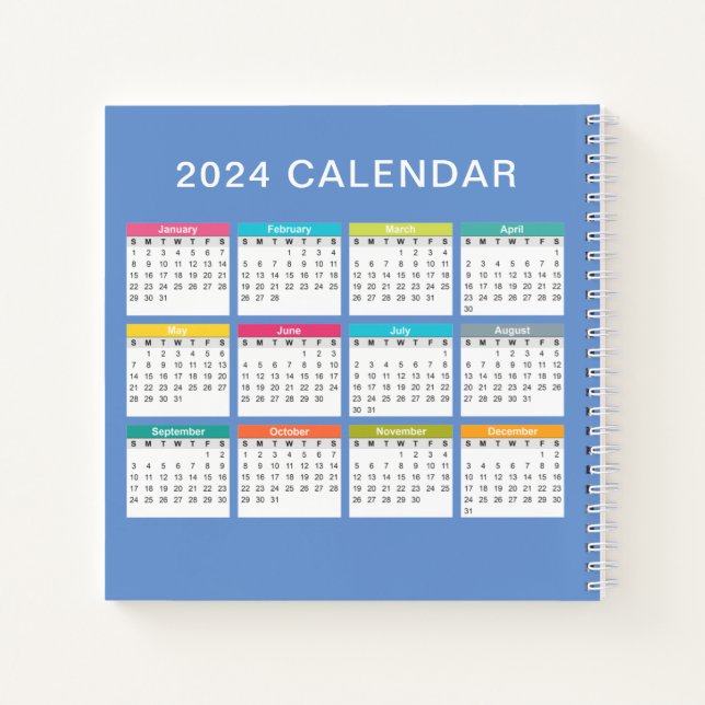 Cute and Colourful 2024 Calendar | Notebook (Back)