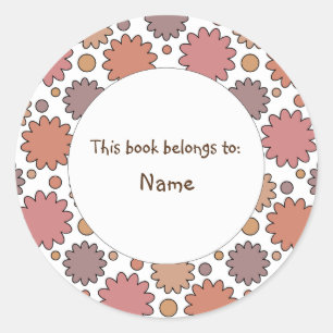 cute and colourful abstract design with flowers classic round sticker