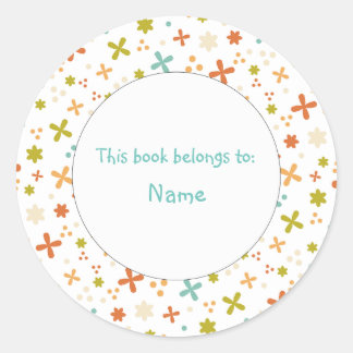 cute and colourful abstract floral design classic round sticker