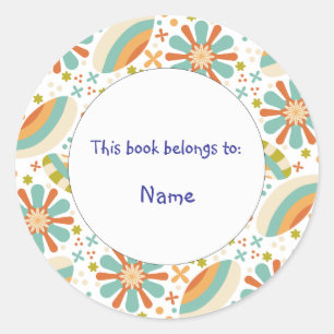 cute and colourful abstract floral design classic round sticker