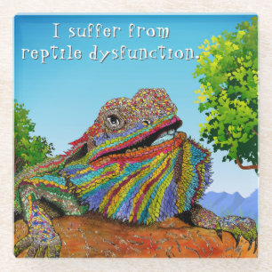 Cute and Colourful Bearded Dragon Glass Coaster
