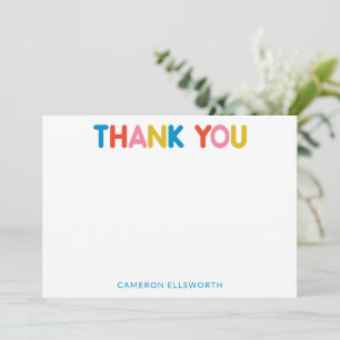 Cute and Colourful Bold Typography Personalized Thank You Card