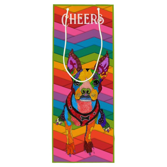 Cute and Colourful Boston Terrier Gift Bag (Back)