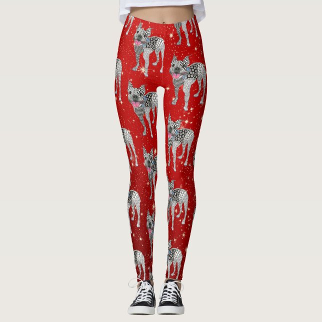 Cute and Colourful Boston Terrier Leggings (Front)