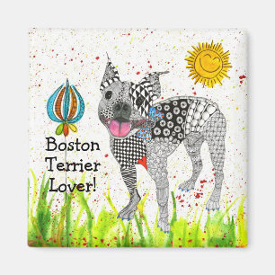 Cute and Colourful Boston Terrier Magnet 2"