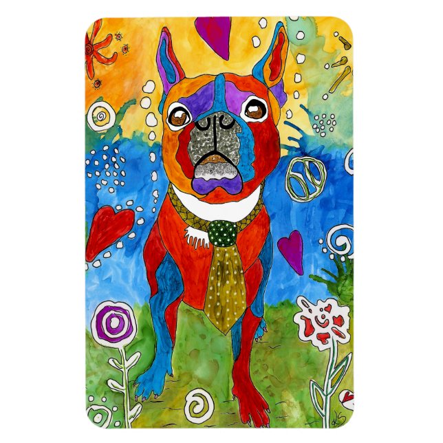 Cute and Colourful Boston Terrier Magnet 4"x6" (Vertical)